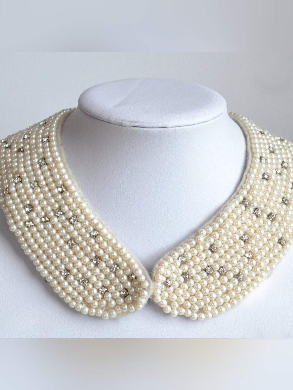 Vintage MISS JOLIE Faux Pearl Rhinestone Collar Necklace